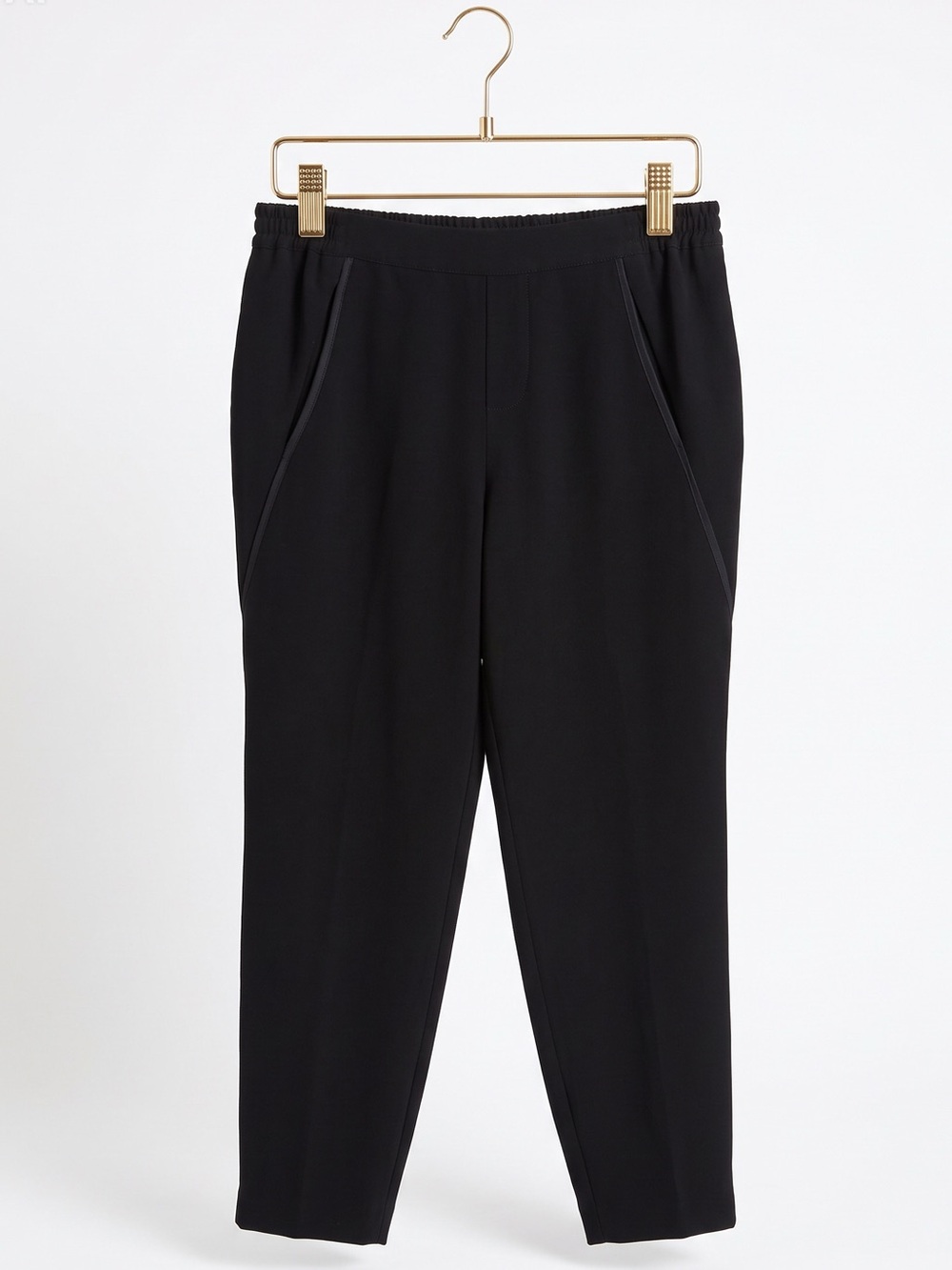 Vince Black Tuxedo Pants Women Elastic Waist Pockets Black Cropped Dressy Small